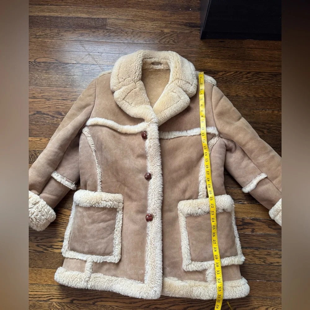 Saks Fifth Avenue brown shearling jacket coat Size 42 - Picture 14 of 17